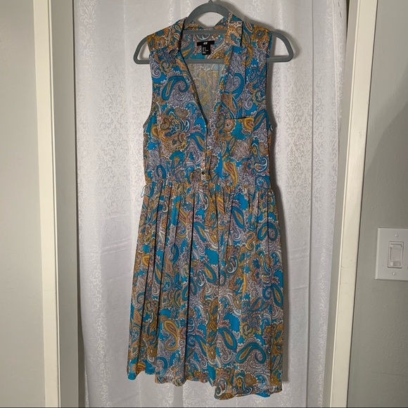 H&M PAISLEY CHIFFON DRESS Sz. 14 - Picture 1 of 8